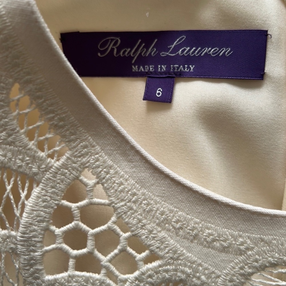 Ralph Lauren Collection Purple Label Wool Sleeveless Embroidered Dress in Cream - Picture 2 of 14
